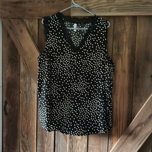 2xl sleeveless top.  Black with white polkadot